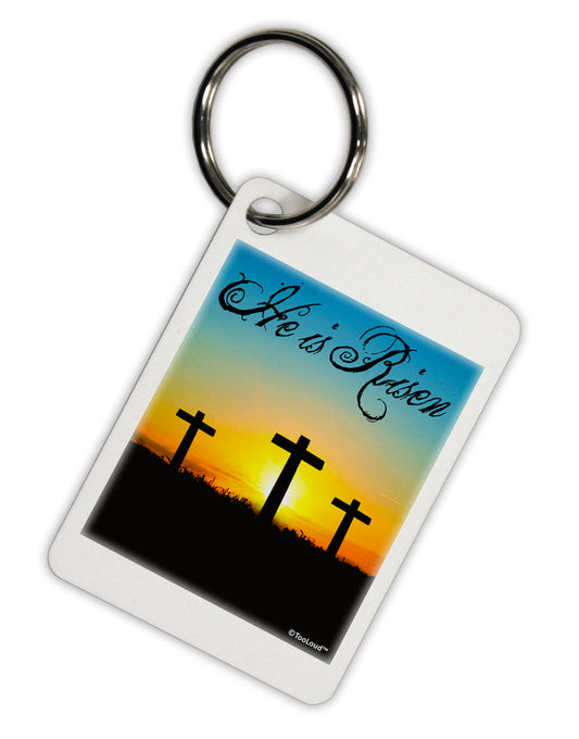 Three Crosses Sunrise - He Is Risen Aluminum Keyring Tag by TooLoud-Keyring-TooLoud-White-Davson Sales