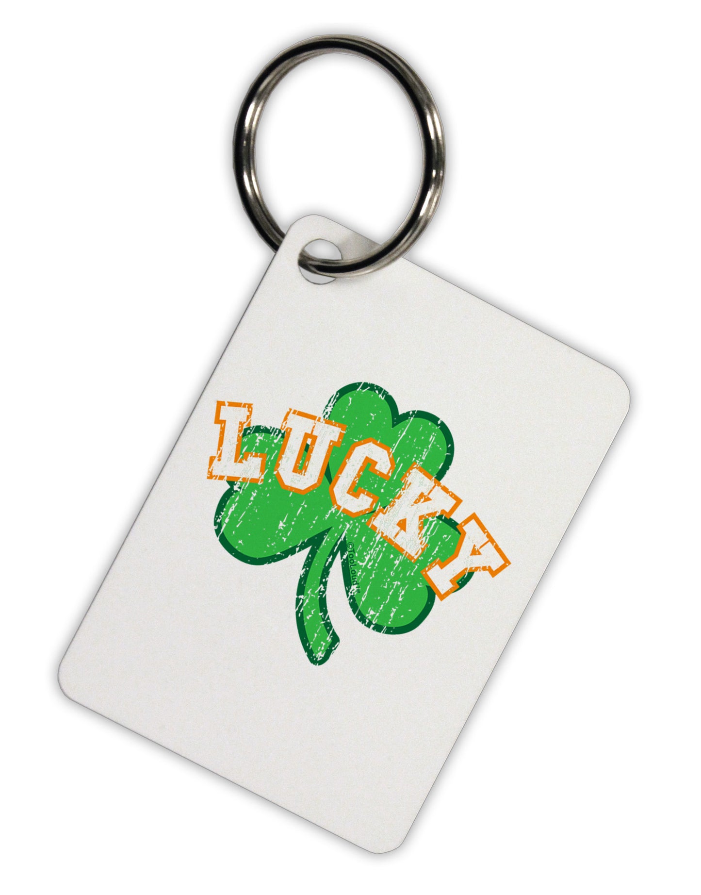 Lucky Shamrock Design Distressed Aluminum Keyring Tag by TooLoud-Keyring-TooLoud-White-Davson Sales