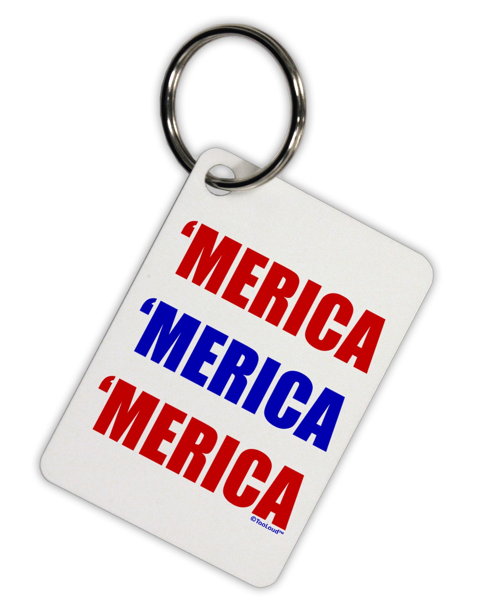 Merica Merica Merica - Red and Blue Aluminum Keyring Tag-Keyring-TooLoud-White-Davson Sales