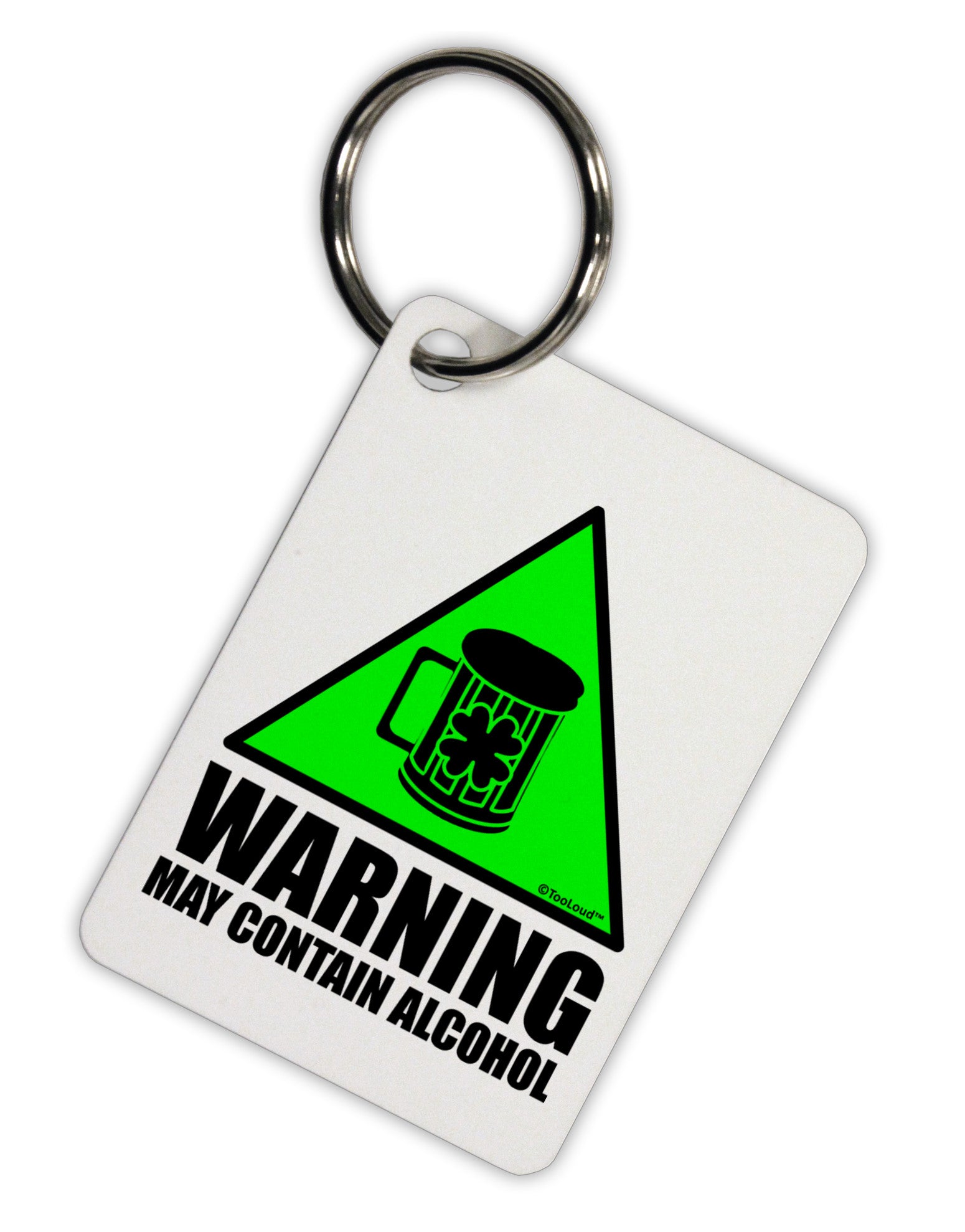 Warning May Contain Alcohol Aluminum Keyring Tag by TooLoud-Keyring-TooLoud-White-Davson Sales