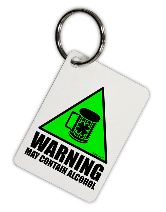 Warning May Contain Alcohol Aluminum Keyring Tag by TooLoud-Keyring-TooLoud-White-Davson Sales