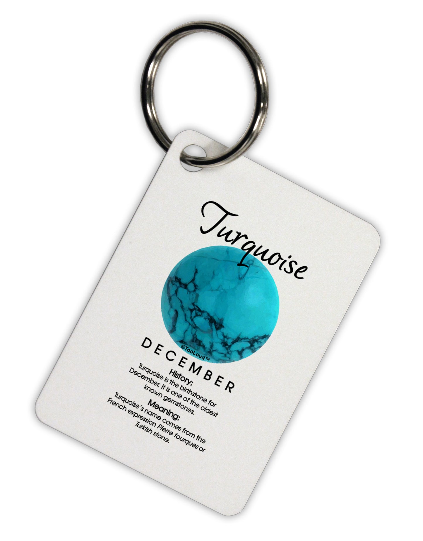 Birthstone Turquoise Aluminum Keyring Tag by TooLoud-Keyring-TooLoud-Davson Sales