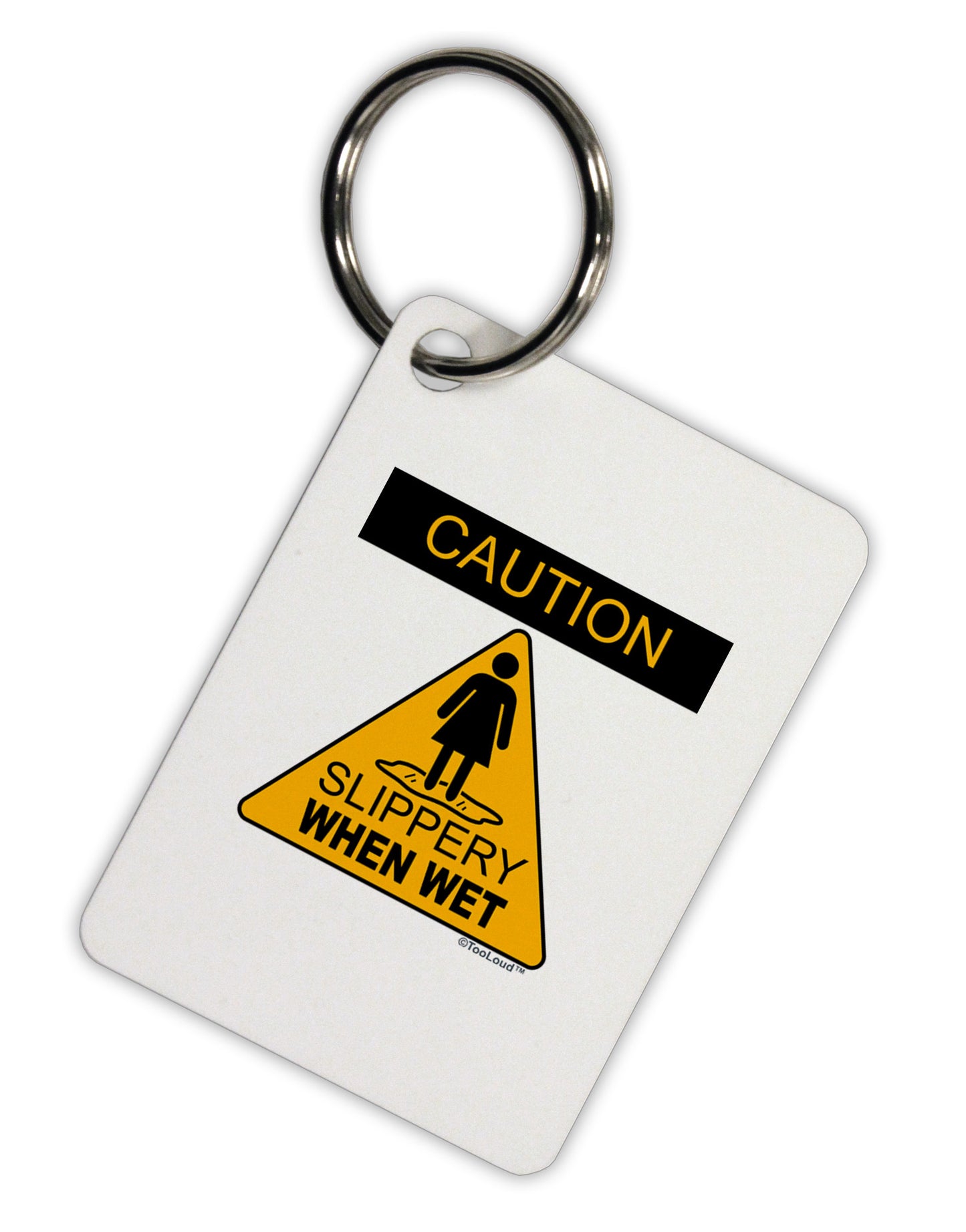 Slippery When Wet Aluminum Keyring Tag-Keyring-TooLoud-White-Davson Sales