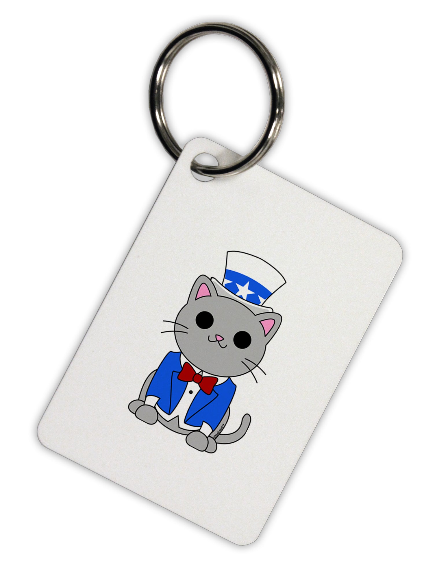 Patriotic Cat Aluminum Keyring Tag by TooLoud-Keyring-TooLoud-White-Davson Sales