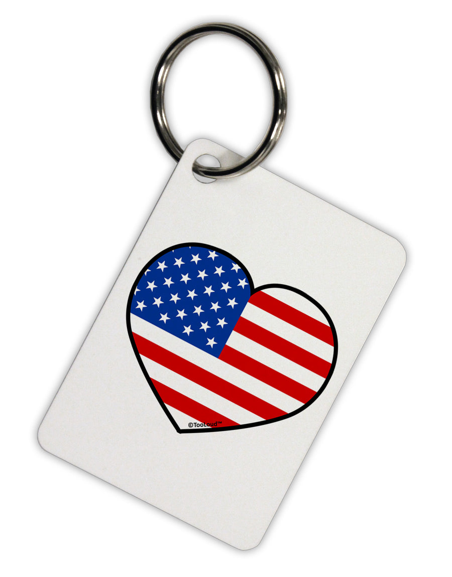 American Flag Heart Design Aluminum Keyring Tag by TooLoud-Keyring-TooLoud-White-Davson Sales