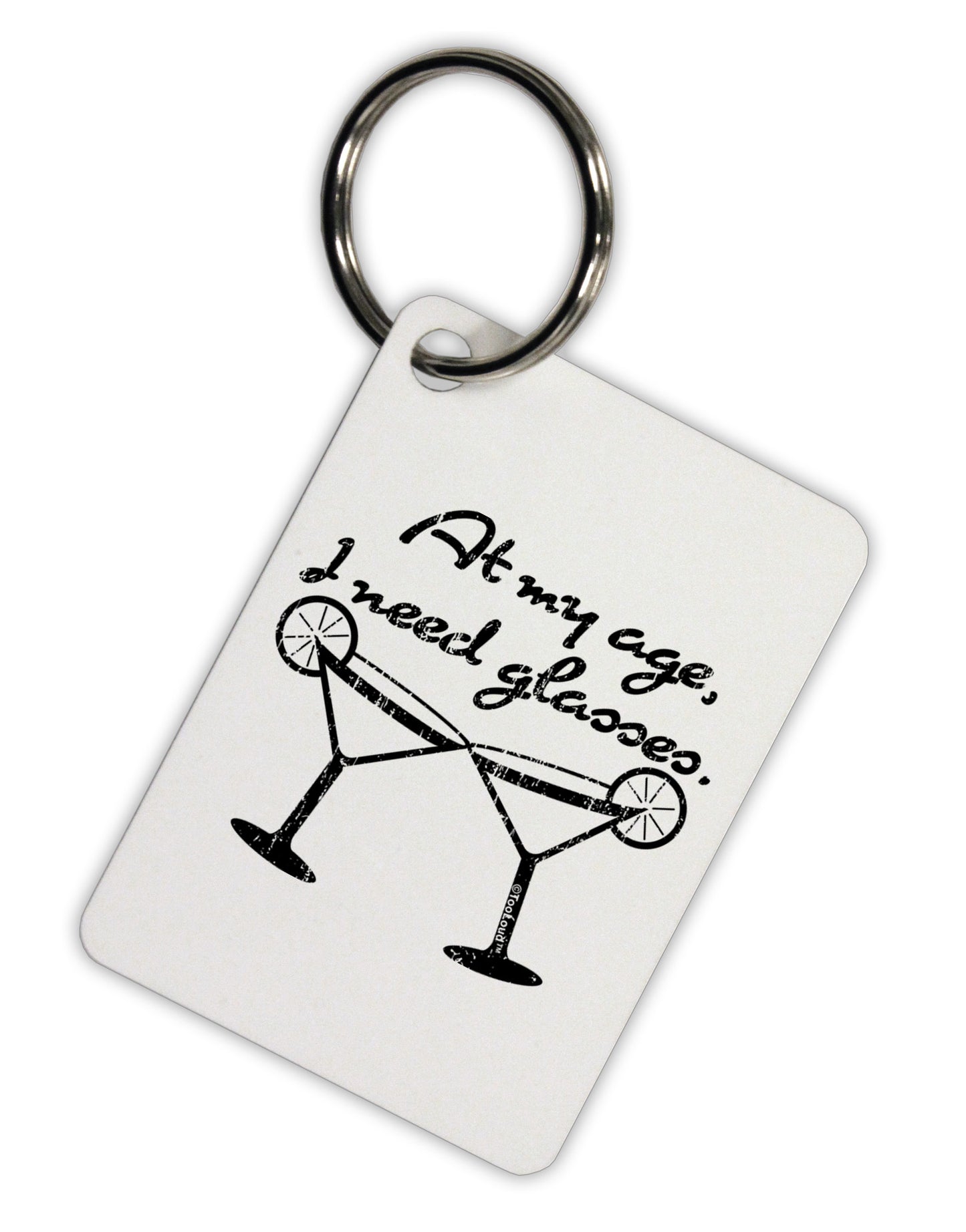 I Need Glasses - Margarita Distressed Aluminum Keyring Tag by TooLoud-Keyring-TooLoud-White-Davson Sales