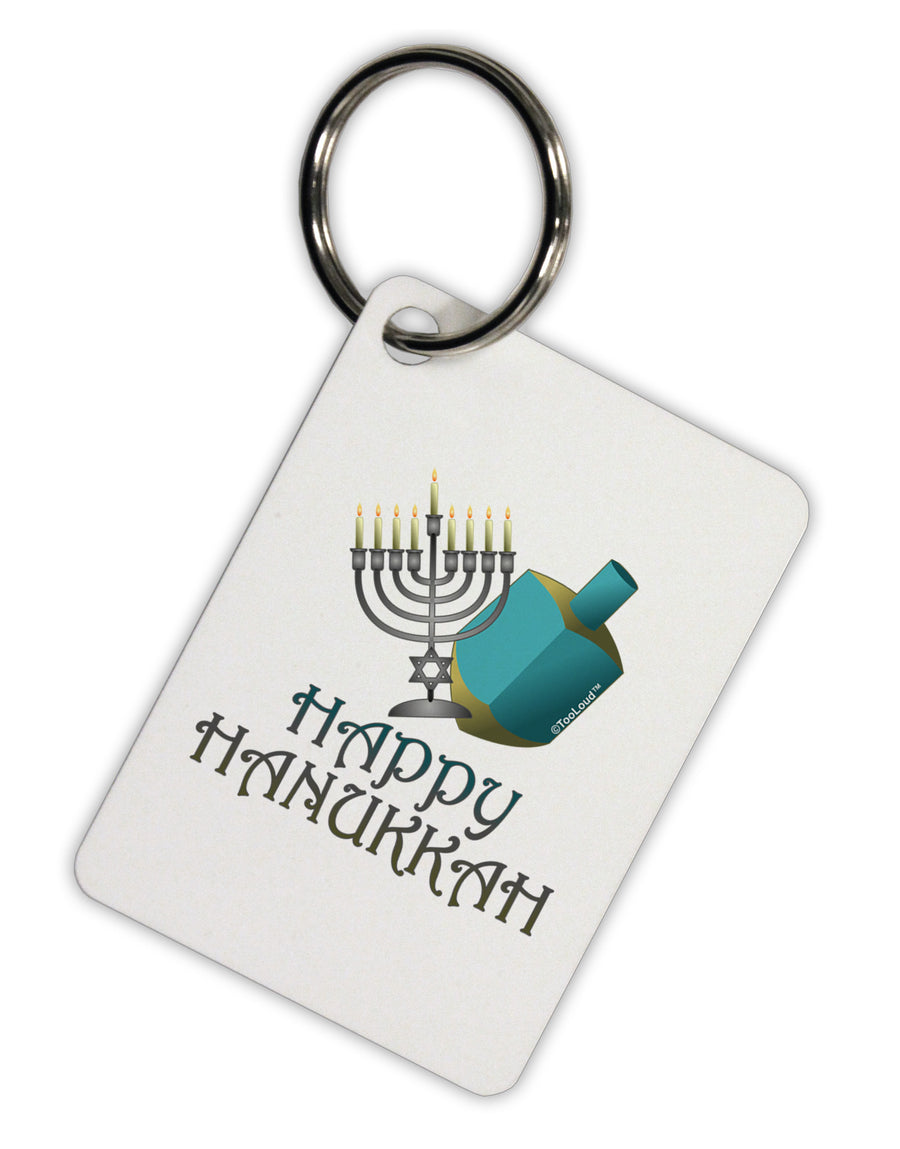 Blue & Silver Happy Hanukkah Aluminum Keyring Tag-Keyring-TooLoud-White-Davson Sales