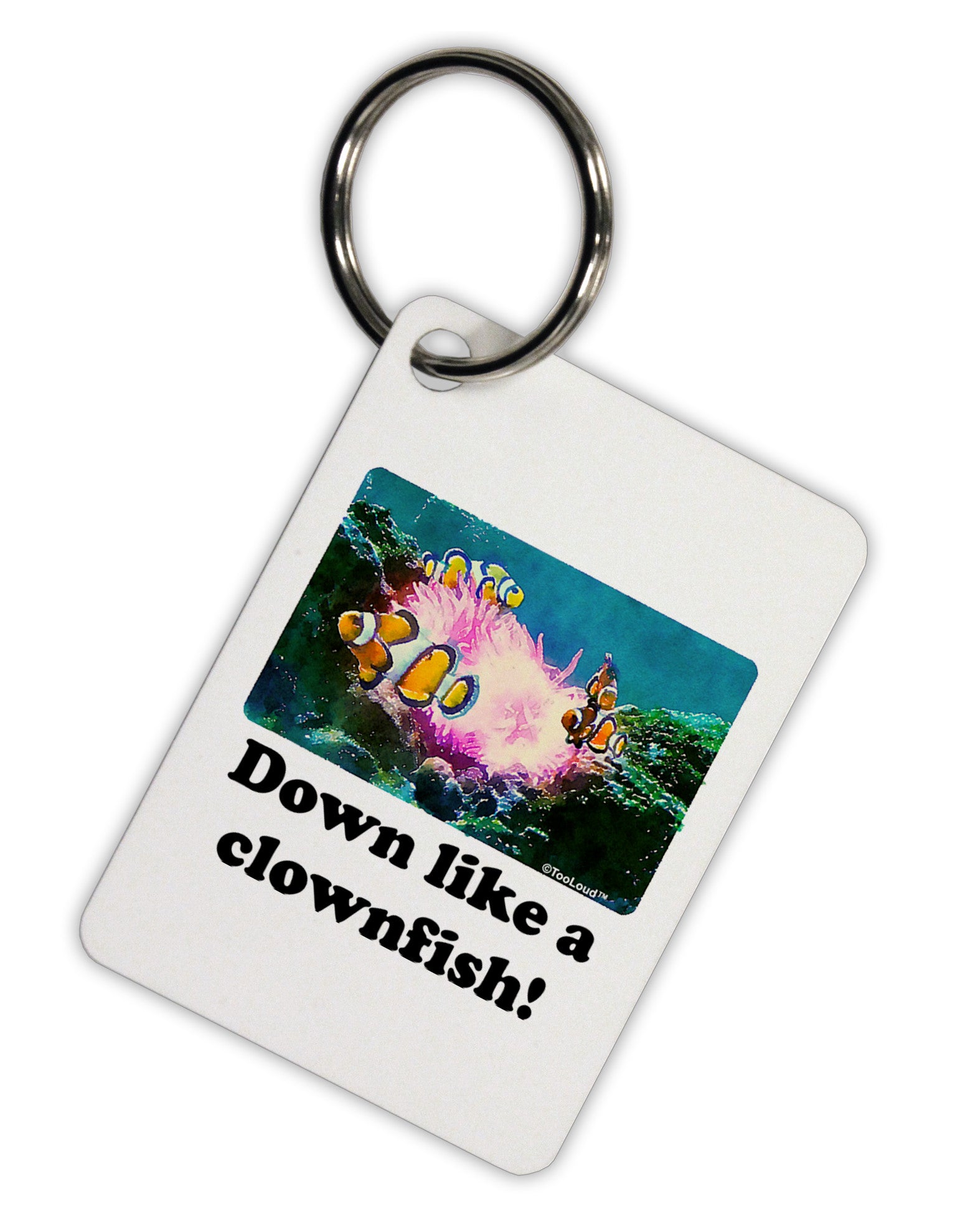 Down Like A Clownfish Aluminum Keyring Tag-Keyring-TooLoud-White-Davson Sales