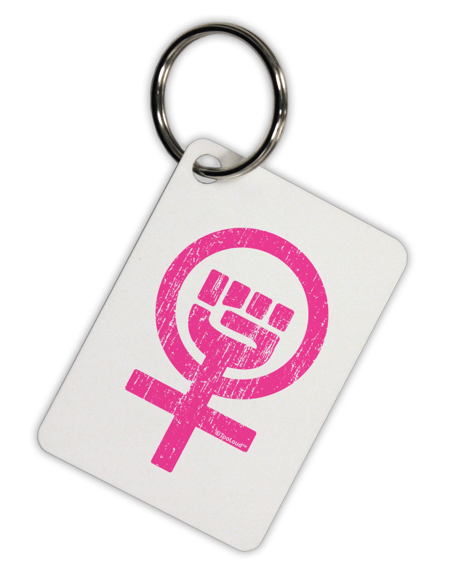 Pink Distressed Feminism Symbol Aluminum Keyring Tag-Keyring-TooLoud-White-Davson Sales