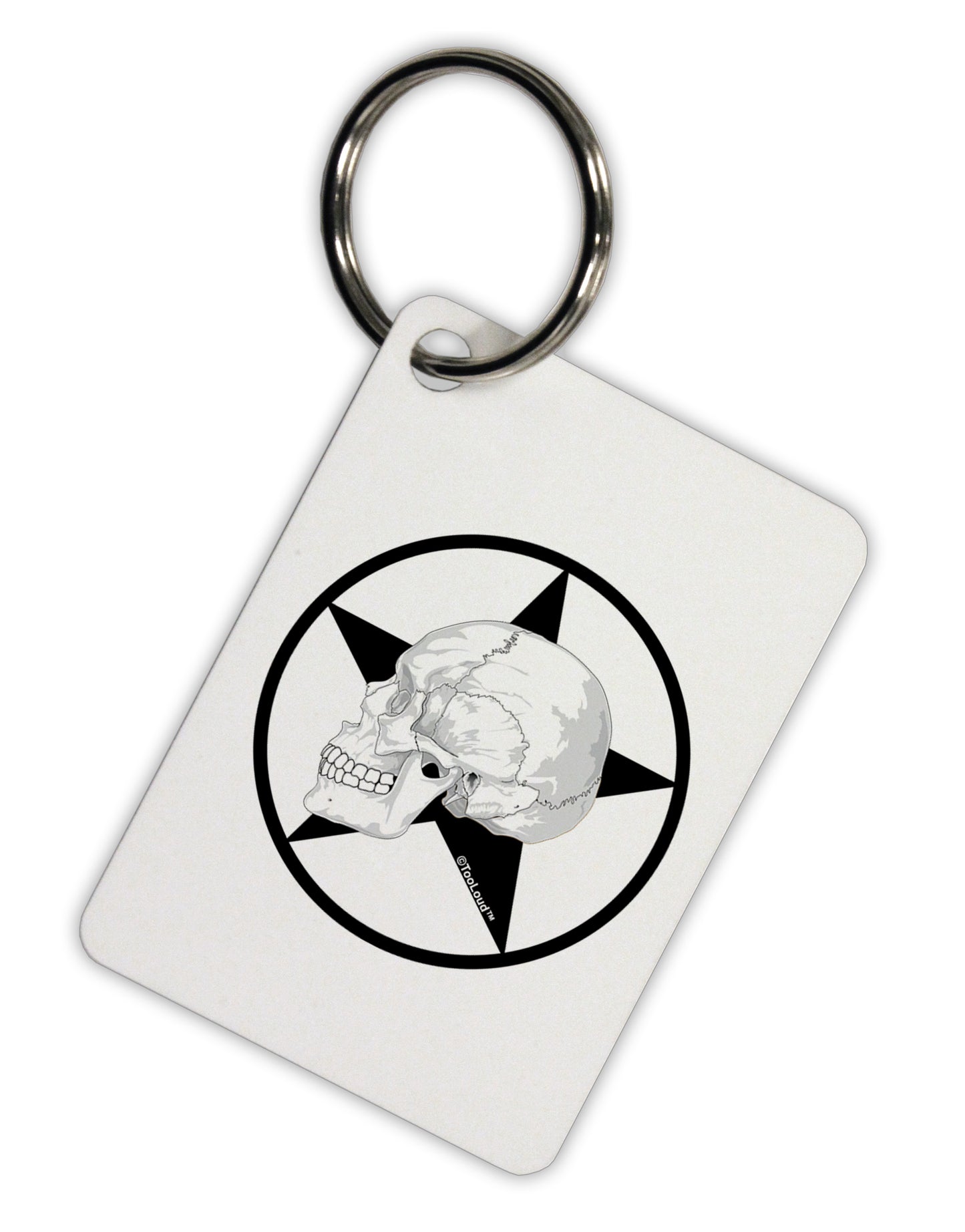White Skull With Star Aluminum Keyring Tag by TooLoud-Keyring-TooLoud-White-Davson Sales