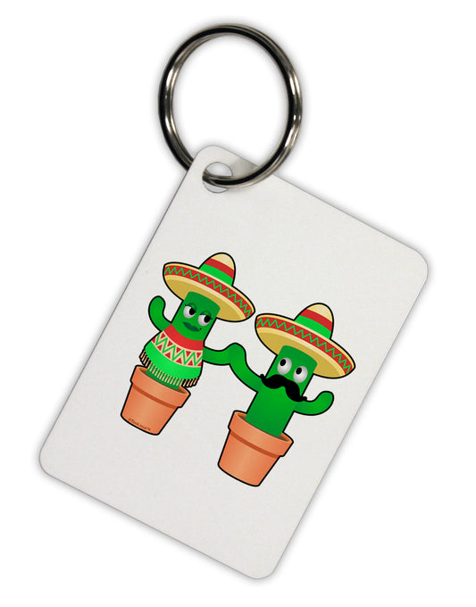 Fiesta Cactus Couple Aluminum Keyring Tag by TooLoud-Keyring-TooLoud-White-Davson Sales