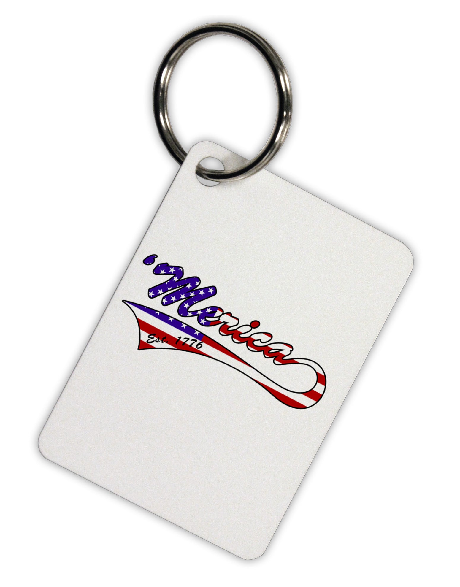 Merica Established 1776 - American Flag Style Aluminum Keyring Tag by TooLoud-Keyring-TooLoud-White-Davson Sales