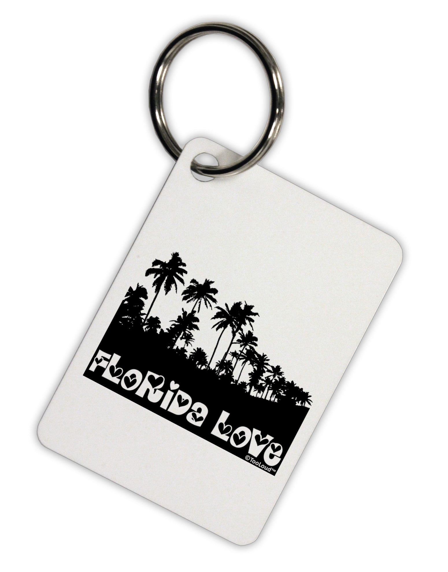Florida Love - Palm Trees Cutout Design Aluminum Keyring Tag by TooLoud-Keyring-TooLoud-White-Davson Sales