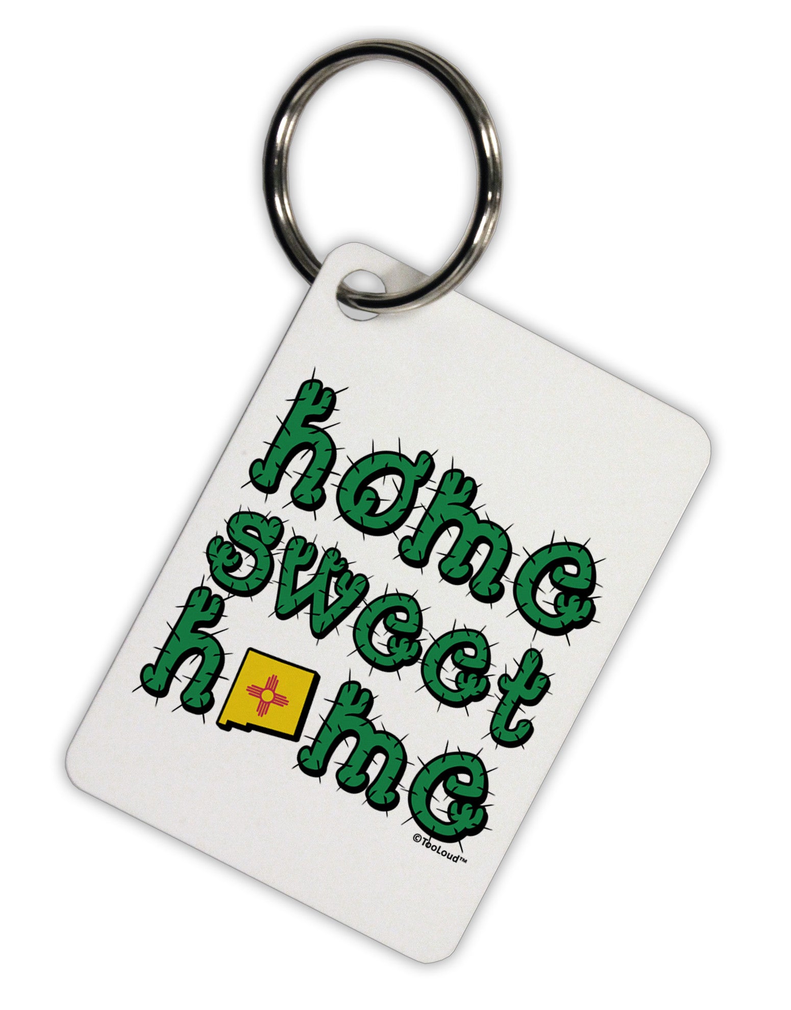Home Sweet Home - New Mexico - Cactus and State Flag Aluminum Keyring Tag by TooLoud-Keyring-TooLoud-White-Davson Sales