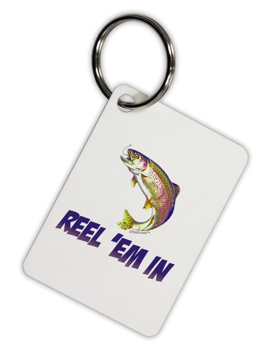 Rainbow Trout Reel Em In Aluminum Keyring Tag-Keyring-TooLoud-White-Davson Sales