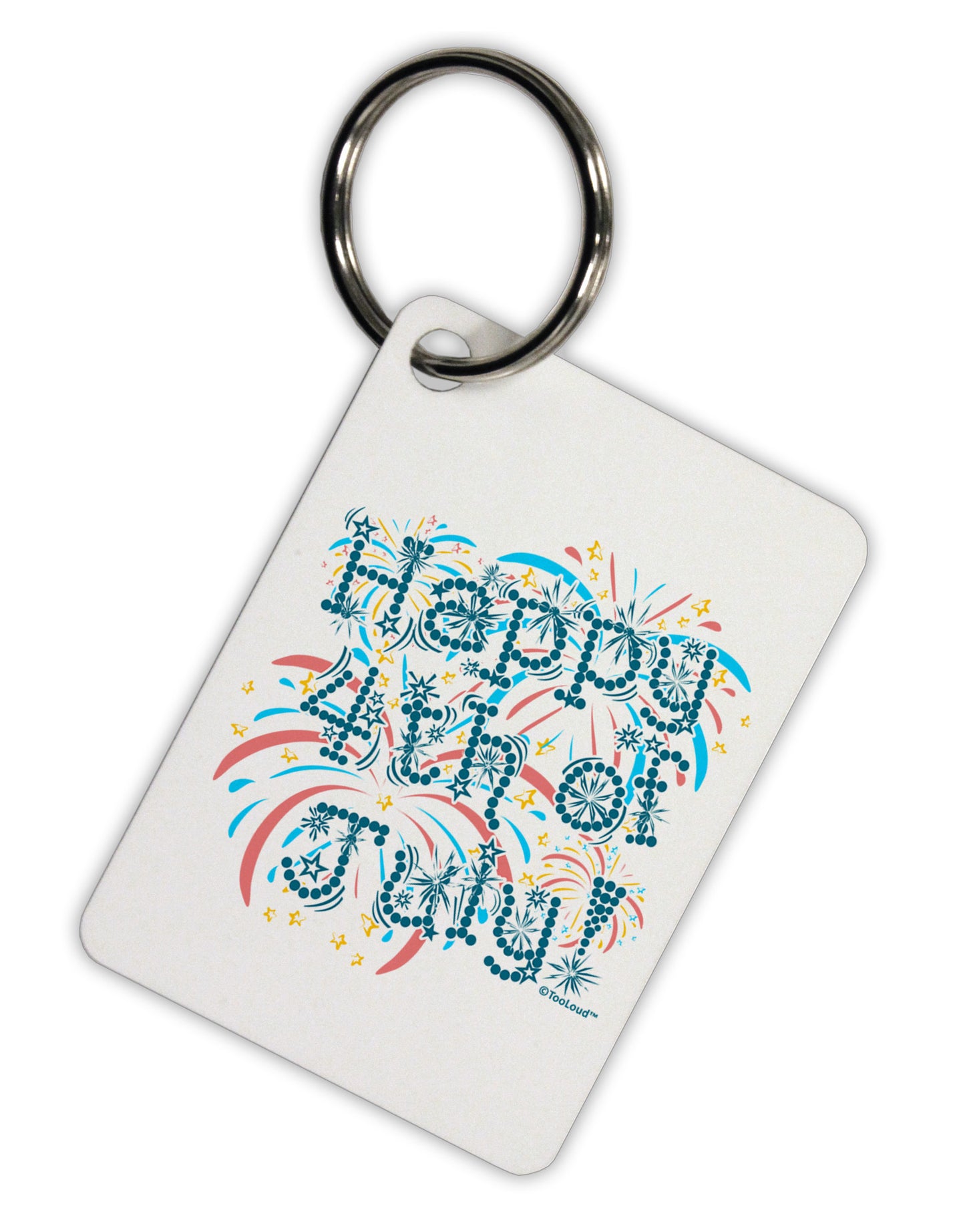 Happy 4th of July - Fireworks Design Aluminum Keyring Tag-Keyring-TooLoud-White-Davson Sales