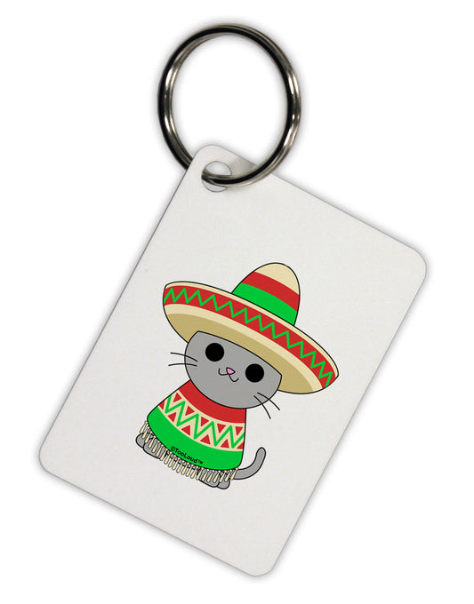 Cat with Sombrero and Poncho Aluminum Keyring Tag by TooLoud-Keyring-TooLoud-White-Davson Sales