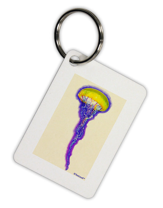 Jellyfish Outlined in Purple Watercolor Aluminum Keyring Tag-Keyring-TooLoud-White-Davson Sales