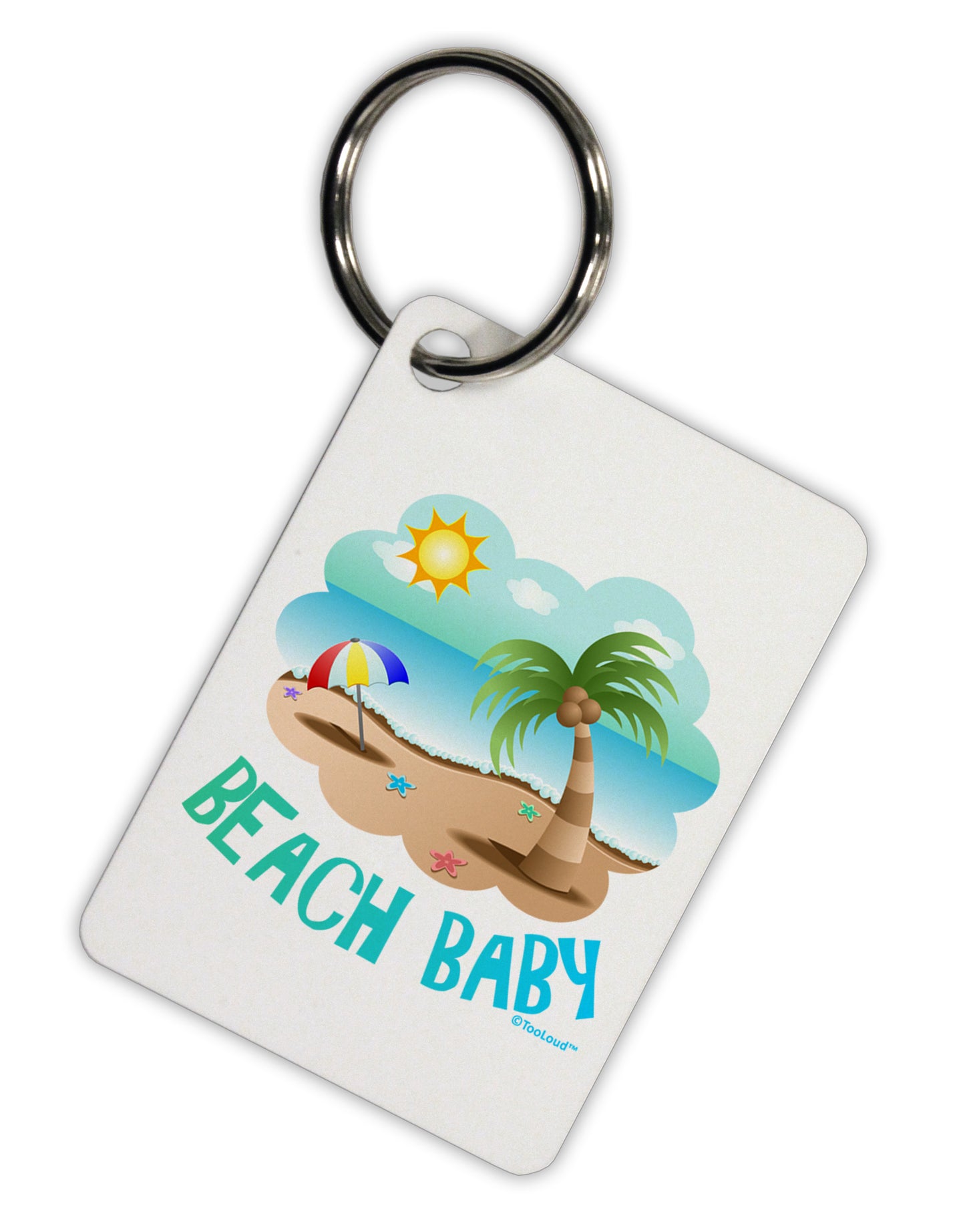 Fun Summer Beach Scene - Beach Baby Aluminum Keyring Tag by TooLoud-Keyring-TooLoud-White-Davson Sales