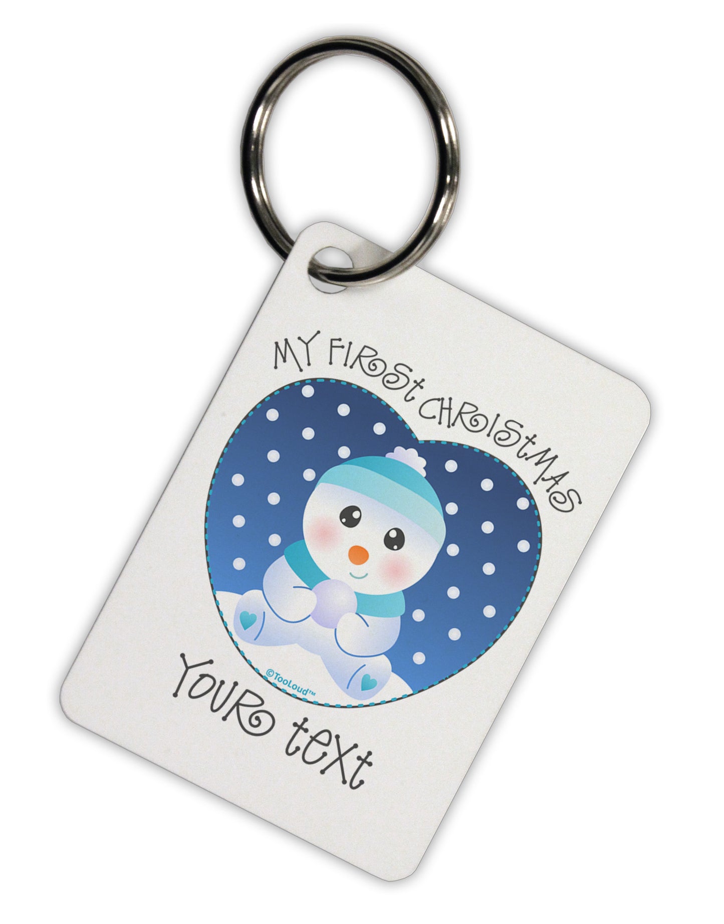 Personalized My First Christmas Snowbaby Blue Aluminum Keyring Tag-Keyring-TooLoud-White-Davson Sales