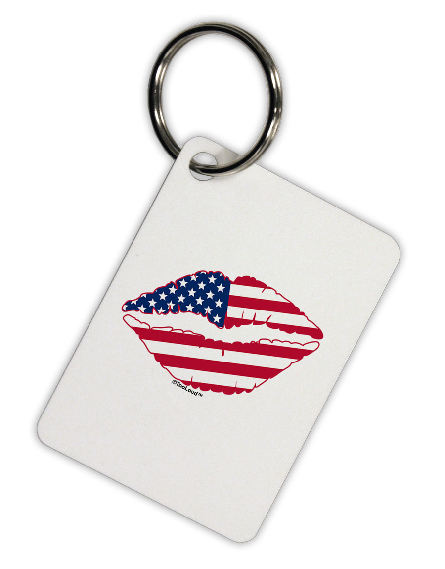 American Flag Lipstick Aluminum Keyring Tag by TooLoud-Keyring-TooLoud-White-Davson Sales