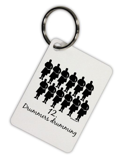 Twelve Drummers Drumming Text Aluminum Keyring Tag-Keyring-TooLoud-White-Davson Sales