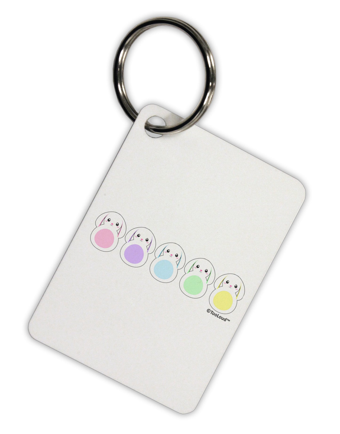 Cute Pastel Bunnies Aluminum Keyring Tag by TooLoud-Keyring-TooLoud-White-Davson Sales