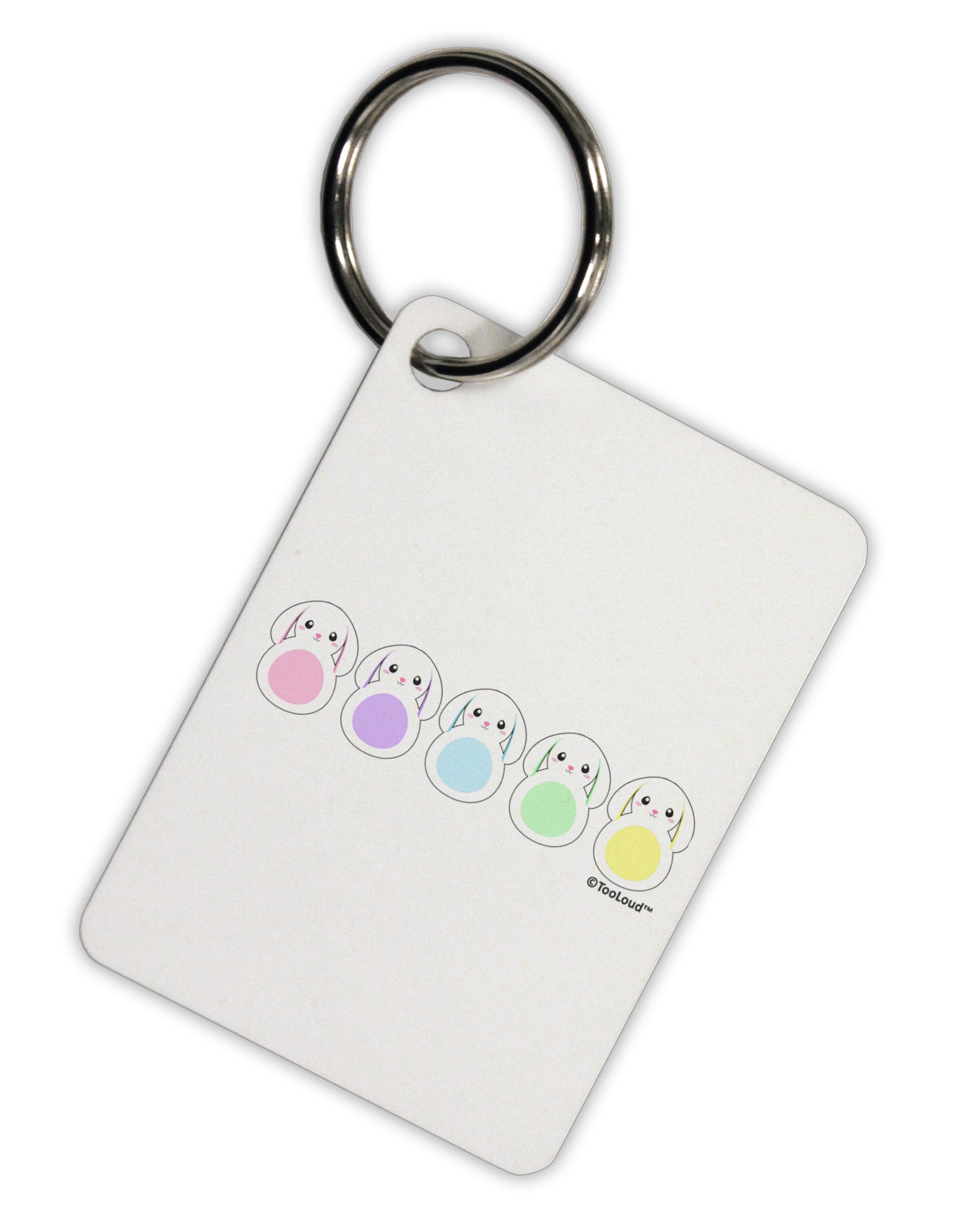 Cute Pastel Bunnies Aluminum Keyring Tag by TooLoud-Keyring-TooLoud-White-Davson Sales