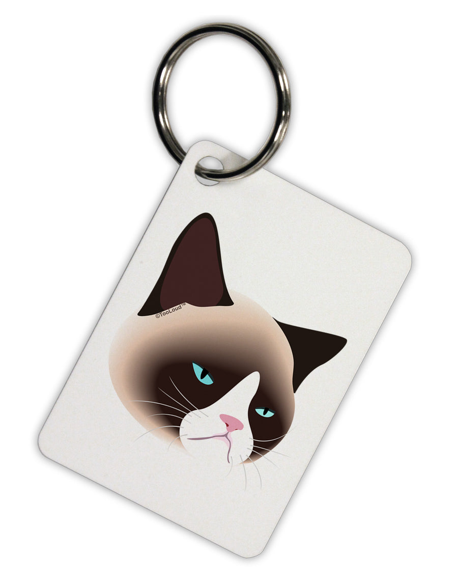 Cute Disgruntled Siamese Cat Aluminum Keyring Tag-Keyring-TooLoud-White-Davson Sales