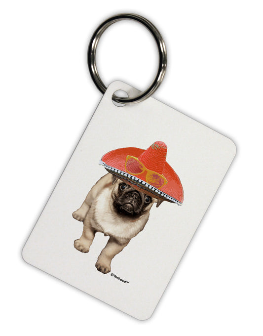 Pug Dog with Pink Sombrero Aluminum Keyring Tag by TooLoud-Keyring-TooLoud-White-Davson Sales