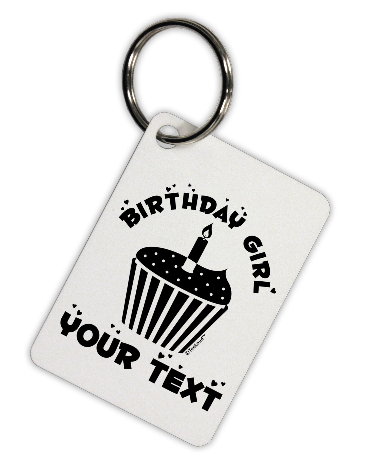 Personalized Birthday Girl Cupcake -Customizable- Name Aluminum Keyring Tag-Keyring-TooLoud-White-Davson Sales