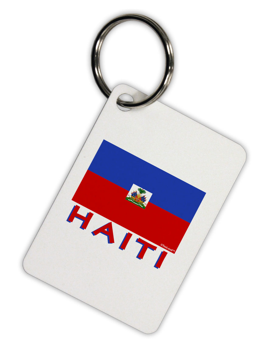 Haiti Flag Aluminum Keyring Tag-Keyring-TooLoud-White-Davson Sales