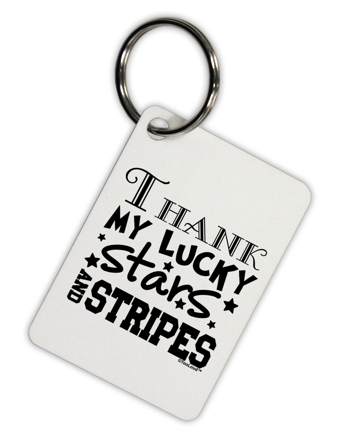 Thank My Lucky Stars and Stripes Aluminum Keyring Tag by TooLoud-Keyring-TooLoud-White-Davson Sales