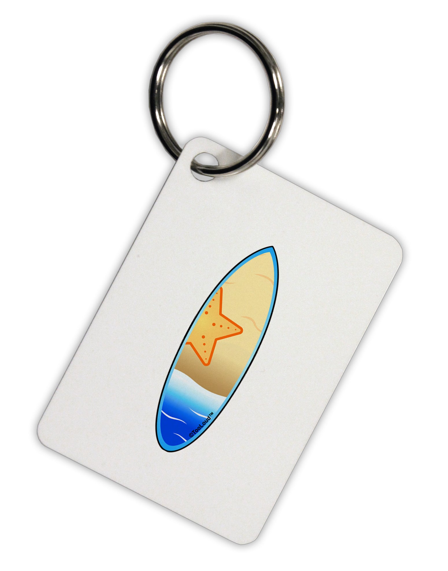 Starfish Surfboard Aluminum Keyring Tag by TooLoud-Keyring-TooLoud-White-Davson Sales