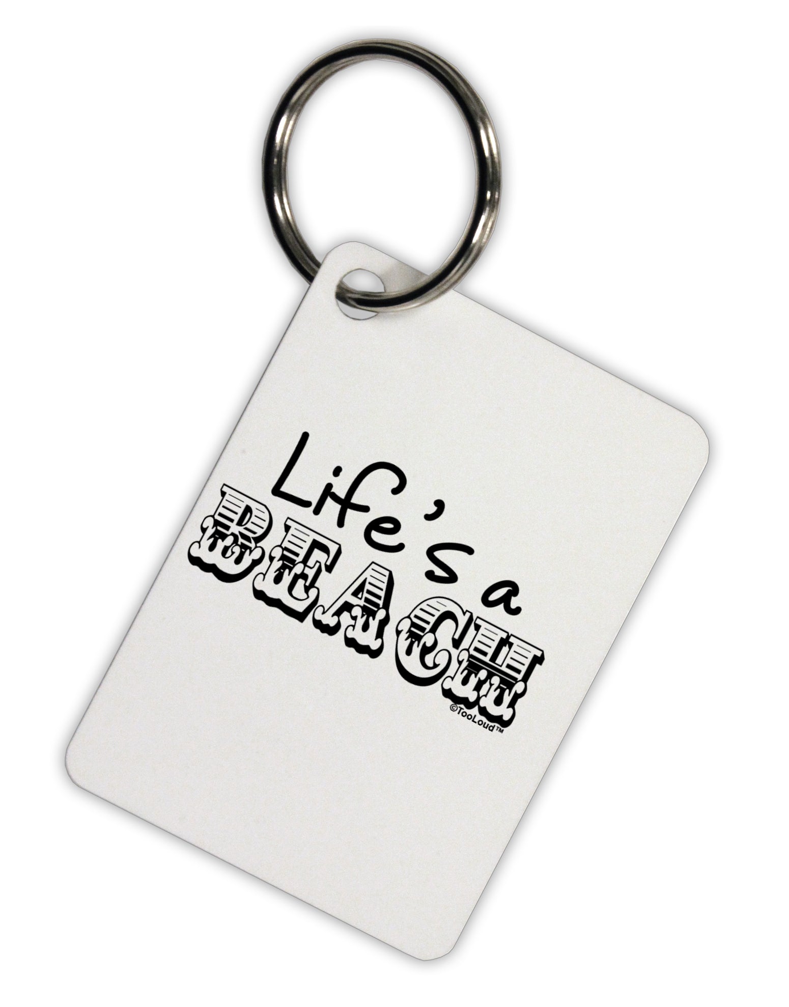 Lifes a Beach Aluminum Keyring Tag by TooLoud-Keyring-TooLoud-White-Davson Sales