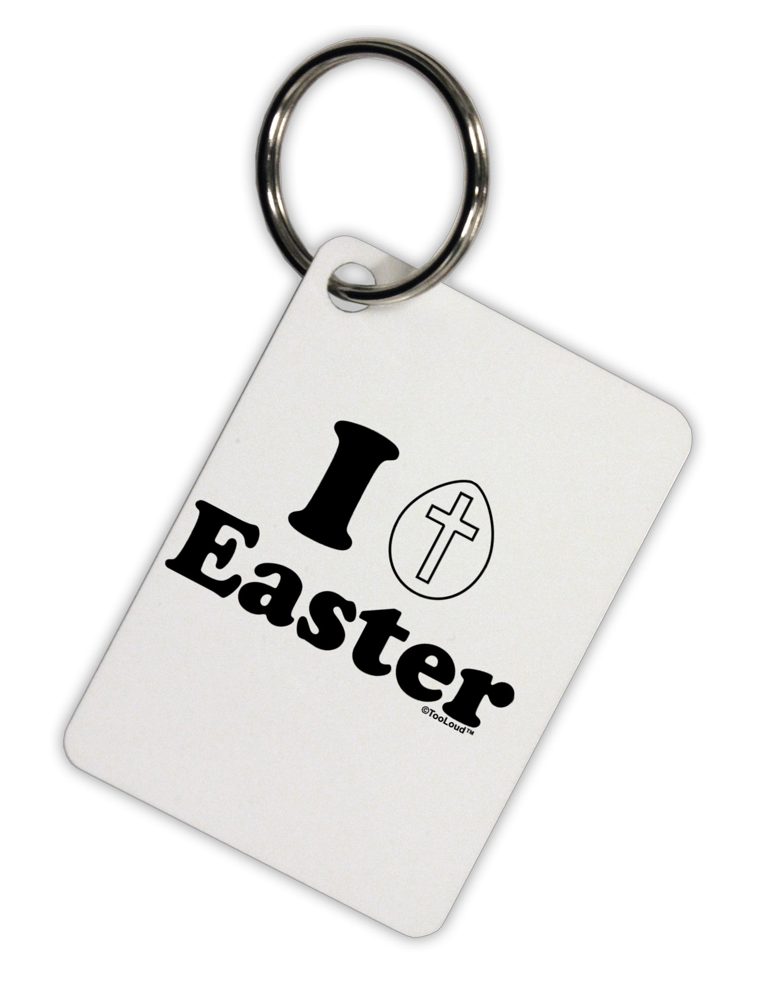 I Egg Cross Easter Design Aluminum Keyring Tag by TooLoud-Keyring-TooLoud-White-Davson Sales