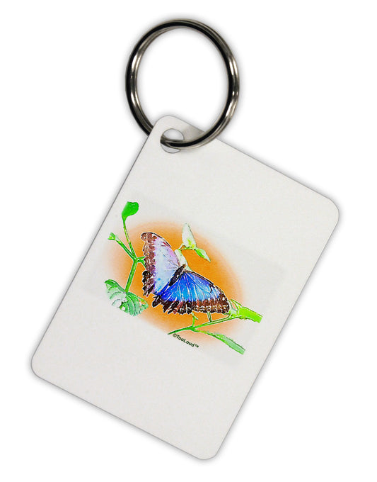 Blue Watercolor Butterfly Aluminum Keyring Tag-Keyring-TooLoud-White-Davson Sales