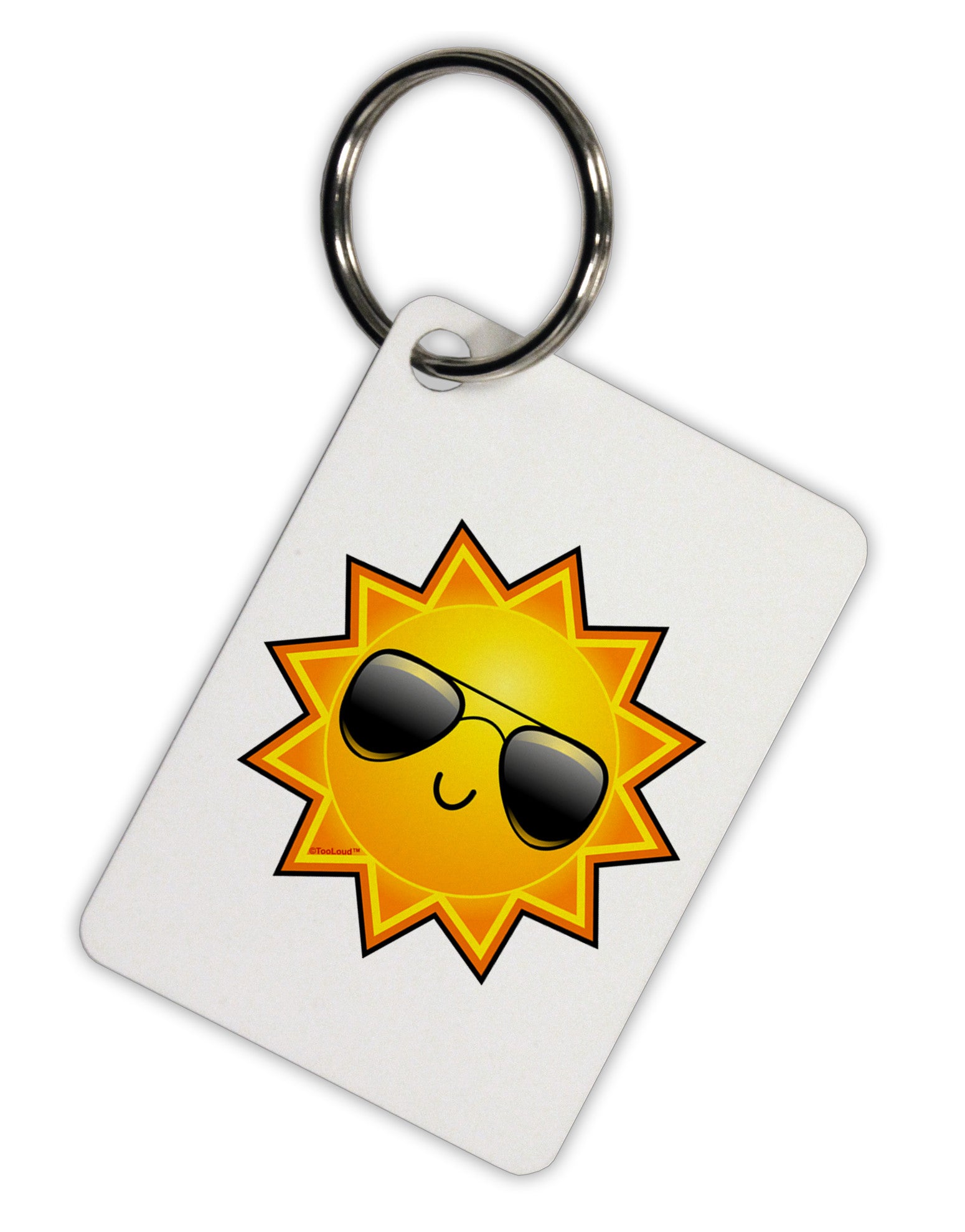 Sun With Sunglasses Aluminum Keyring Tag by TooLoud-Keyring-TooLoud-White-Davson Sales