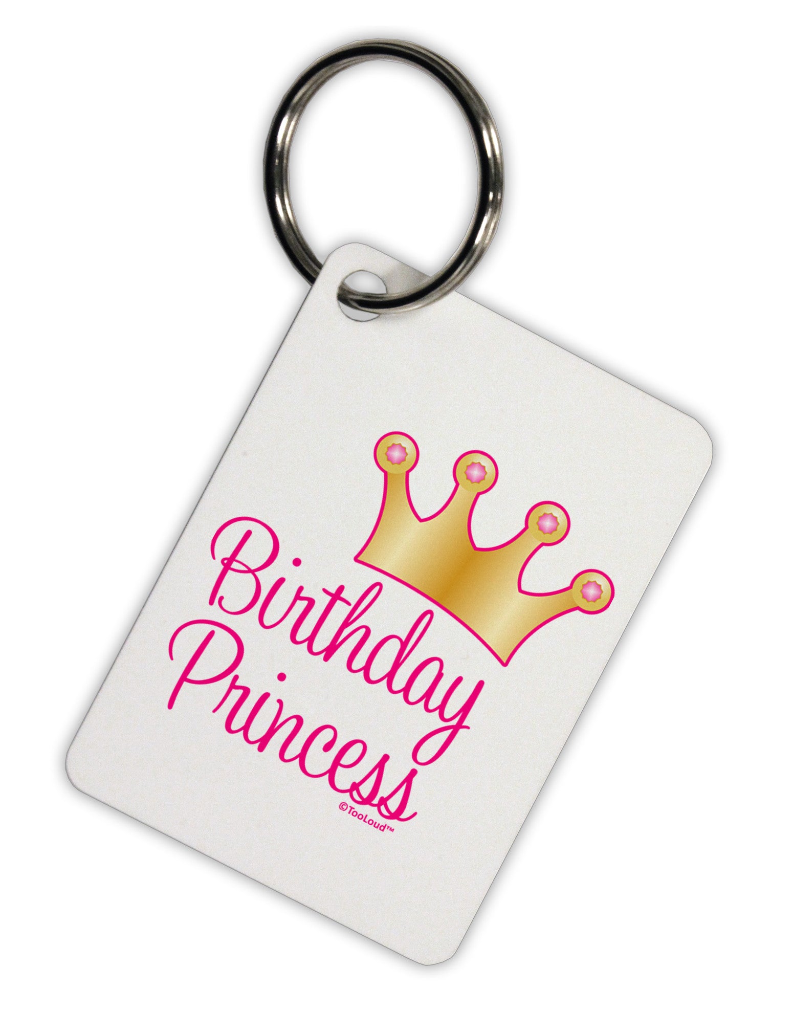Birthday Princess - Tiara Aluminum Keyring Tag by TooLoud-Keyring-TooLoud-White-Davson Sales