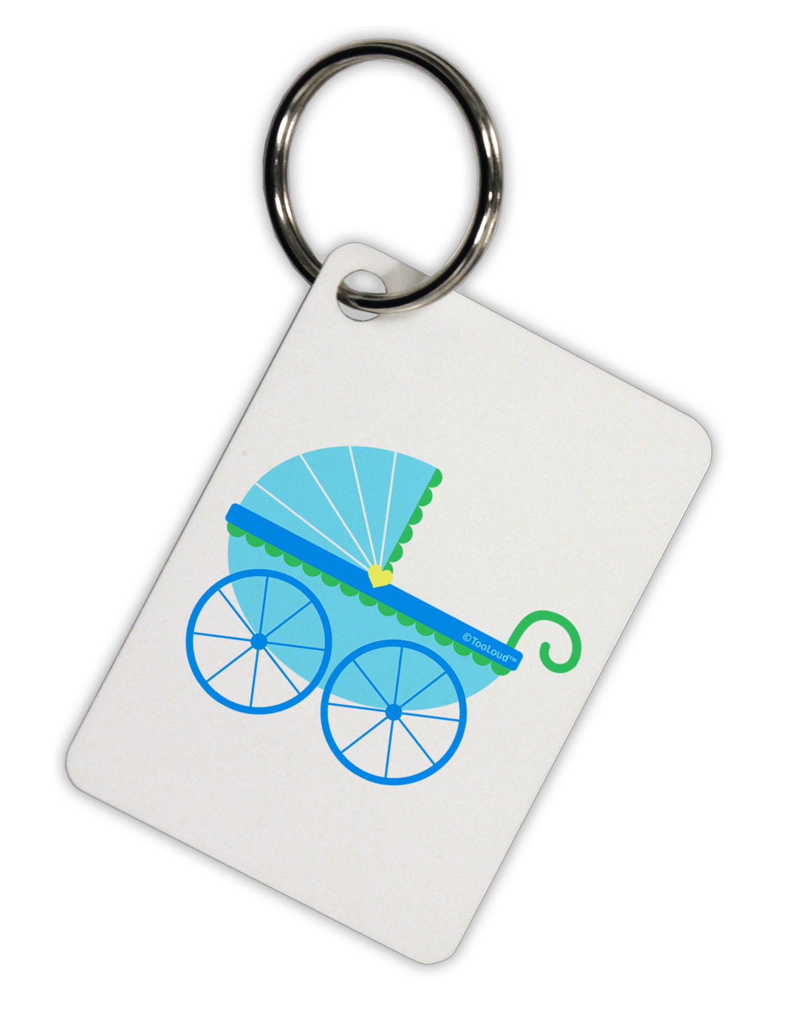 Baby Boy Carriage Aluminum Keyring Tag-Keyring-TooLoud-White-Davson Sales