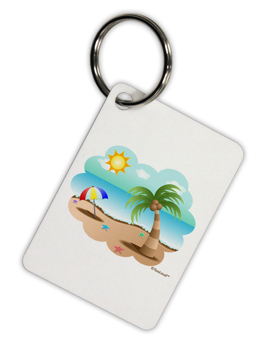 Fun Summer Beach Scene Aluminum Keyring Tag by TooLoud-Keyring-TooLoud-White-Davson Sales