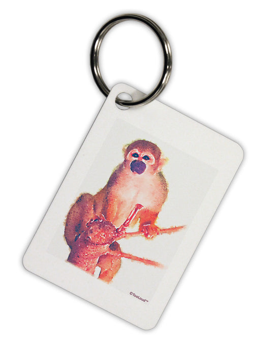Monkey in Tree Watercolor Aluminum Keyring Tag-Keyring-TooLoud-White-Davson Sales