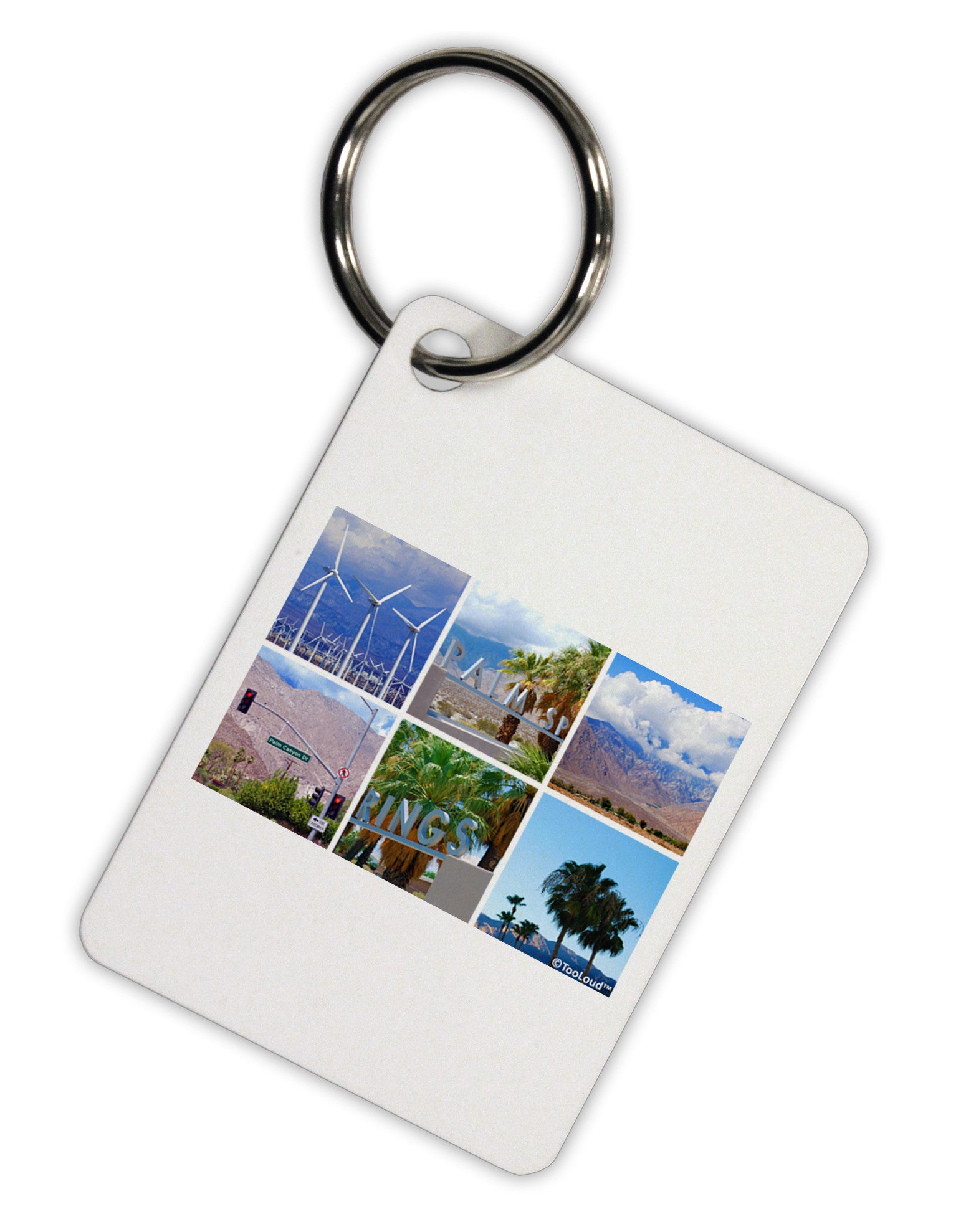Palm Springs Square Collage Aluminum Keyring Tag-Keyring-TooLoud-White-Davson Sales
