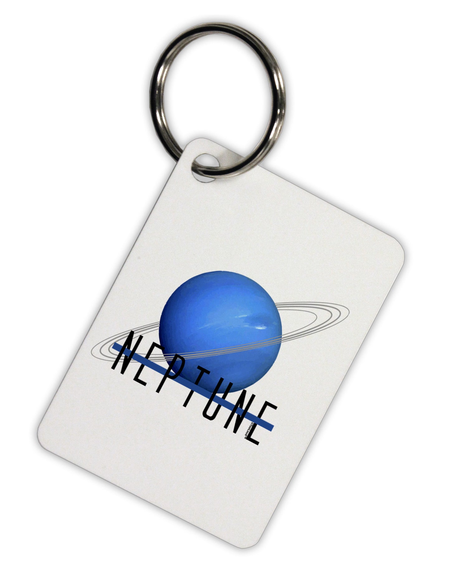 Planet Neptune Text Aluminum Keyring Tag by TooLoud-Keyring-TooLoud-White-Davson Sales