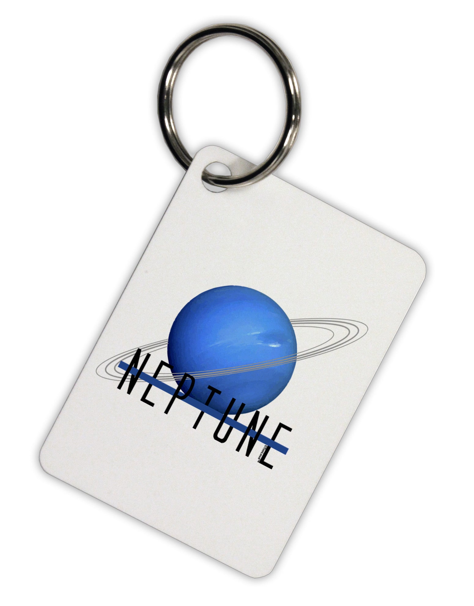 Planet Neptune Text Aluminum Keyring Tag by TooLoud-Keyring-TooLoud-White-Davson Sales