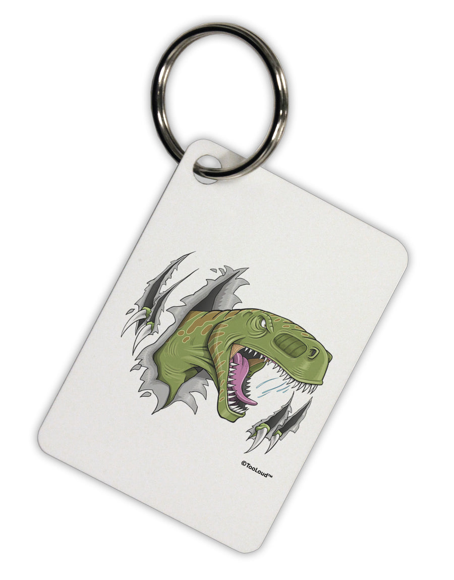 Green Dinosaur Breaking Free Aluminum Keyring Tag by TooLoud-Keyring-TooLoud-White-Davson Sales