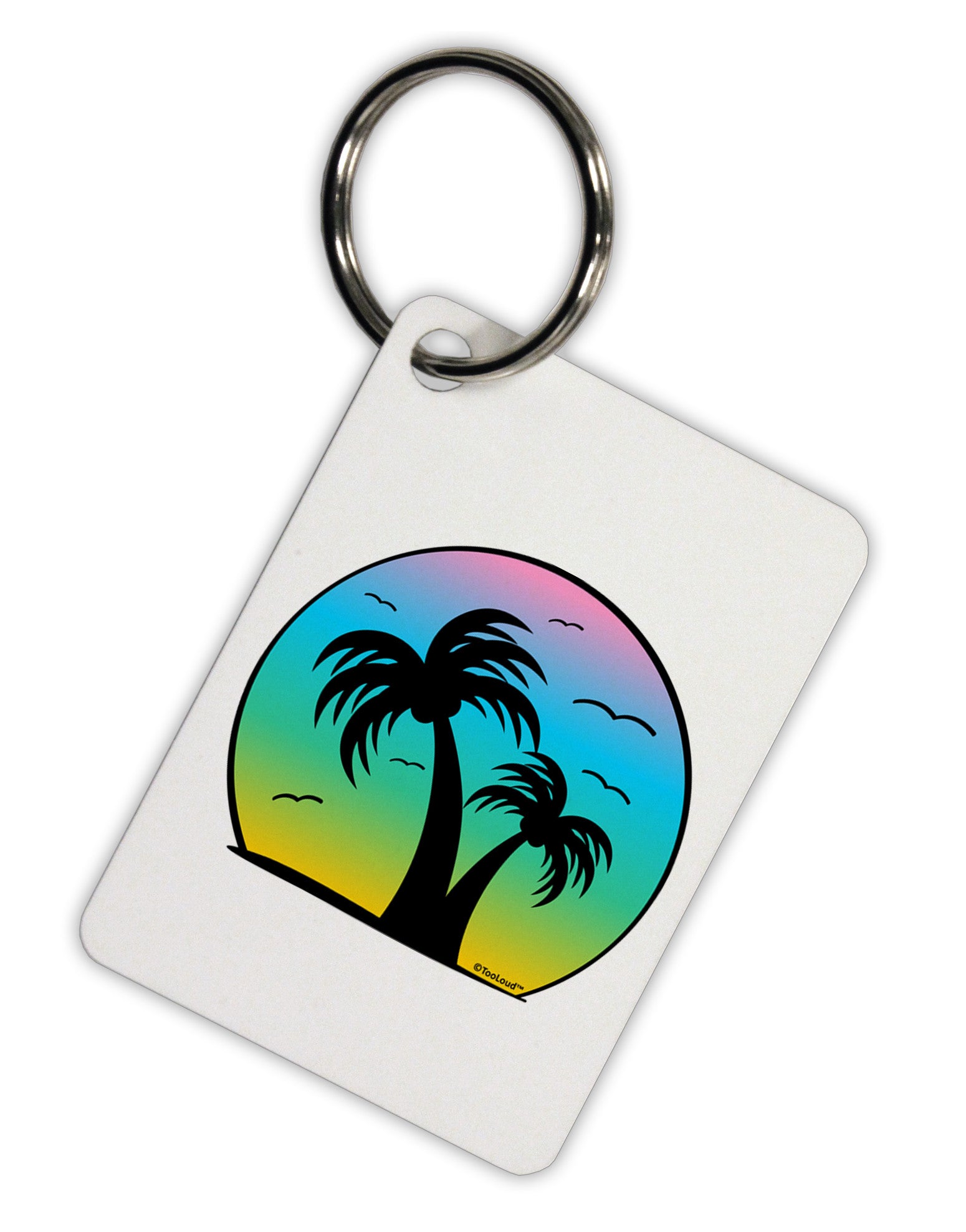 Palm Trees Silhouette - Beach Sunset Design Aluminum Keyring Tag-Keyring-TooLoud-White-Davson Sales