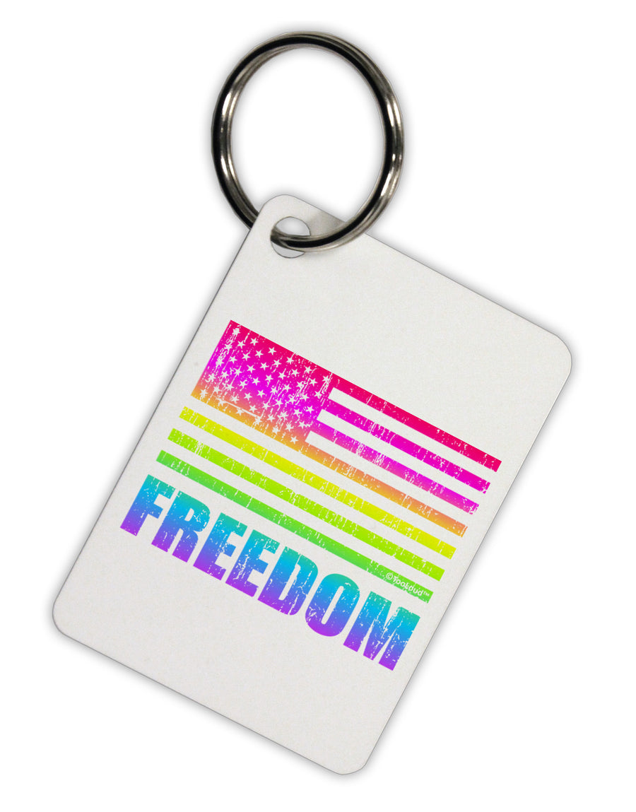 American Pride - Rainbow Flag - Freedom Aluminum Keyring Tag-Keyring-TooLoud-White-Davson Sales