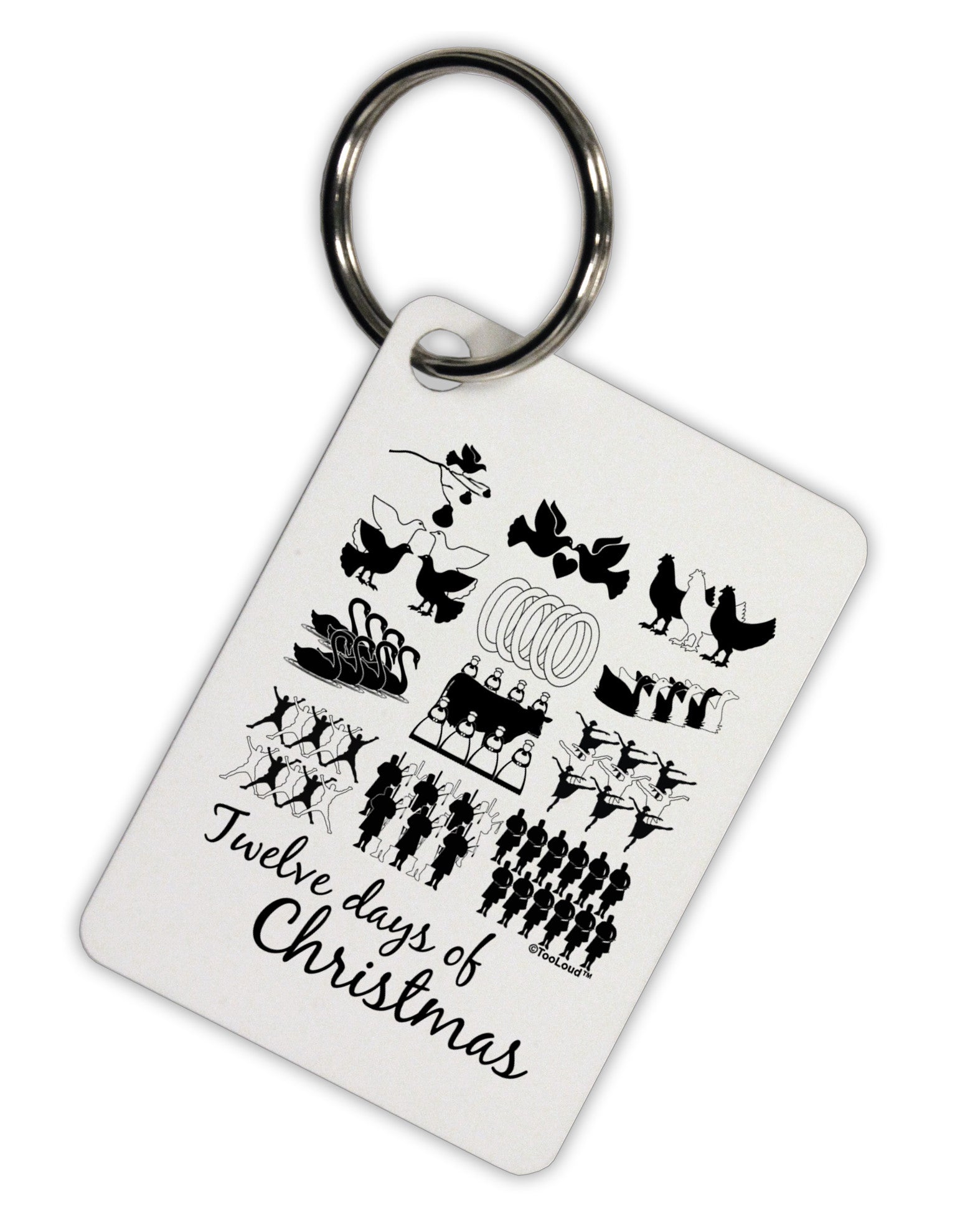 TooLoud Twelve Days of Christmas Text Aluminum Keyring Tag-Keyring-TooLoud-White-Davson Sales