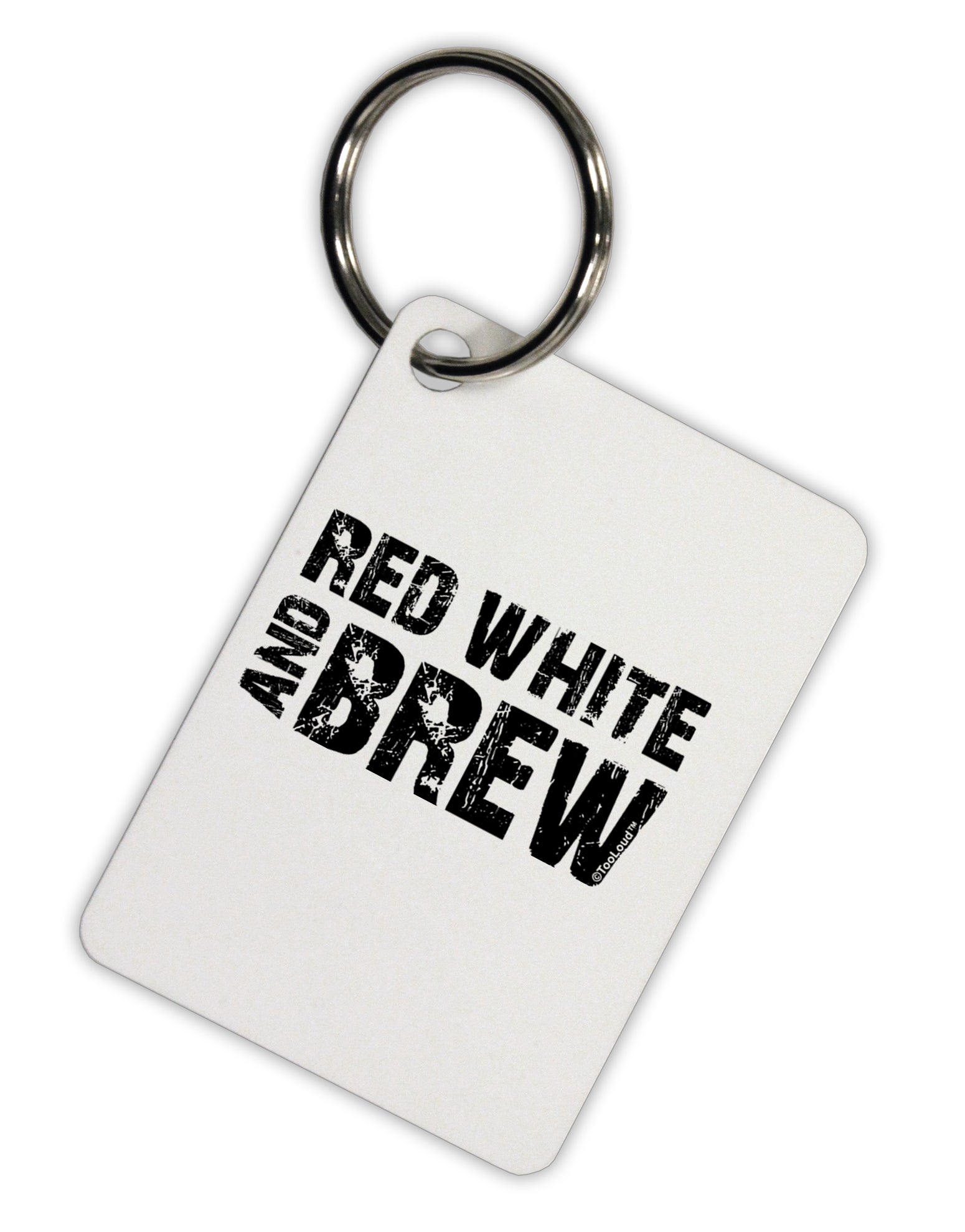 Red White and Brew Aluminum Keyring Tag by TooLoud-Keyring-TooLoud-White-Davson Sales
